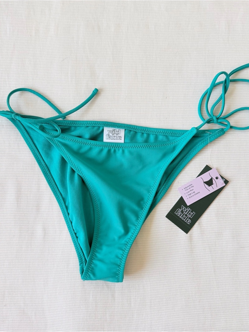 Wild Fable Womens Bikini Swim Bottom Cheeky Low Rise High Leg Green S